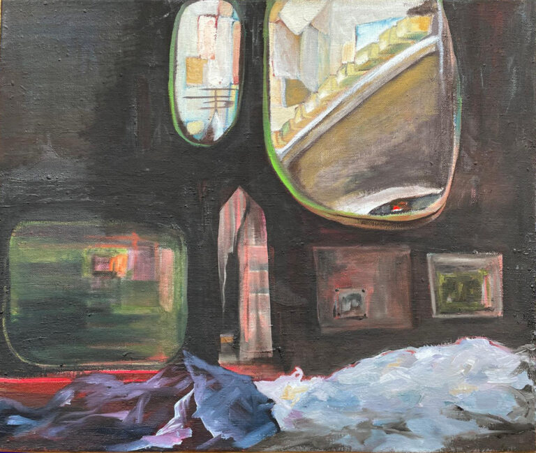 Praha snivců - 1995, 50x60, olej